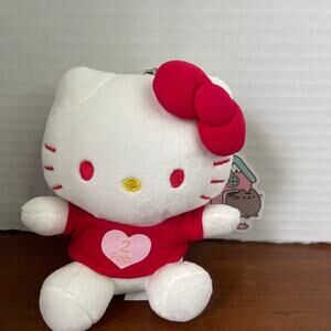 Sanrio 2013 Hello Kitty February Red Shirt Heart 2 Plush Keychain Stuffed Animal